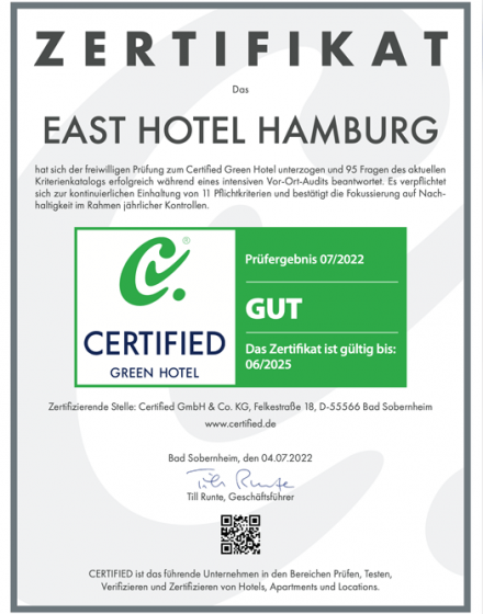Certified Green Hotel Lable